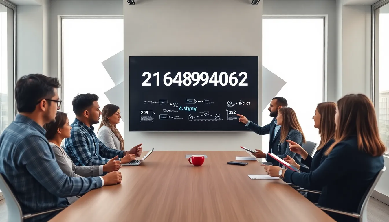 professionals discussing the significance of the number 2164894062 in a modern office.